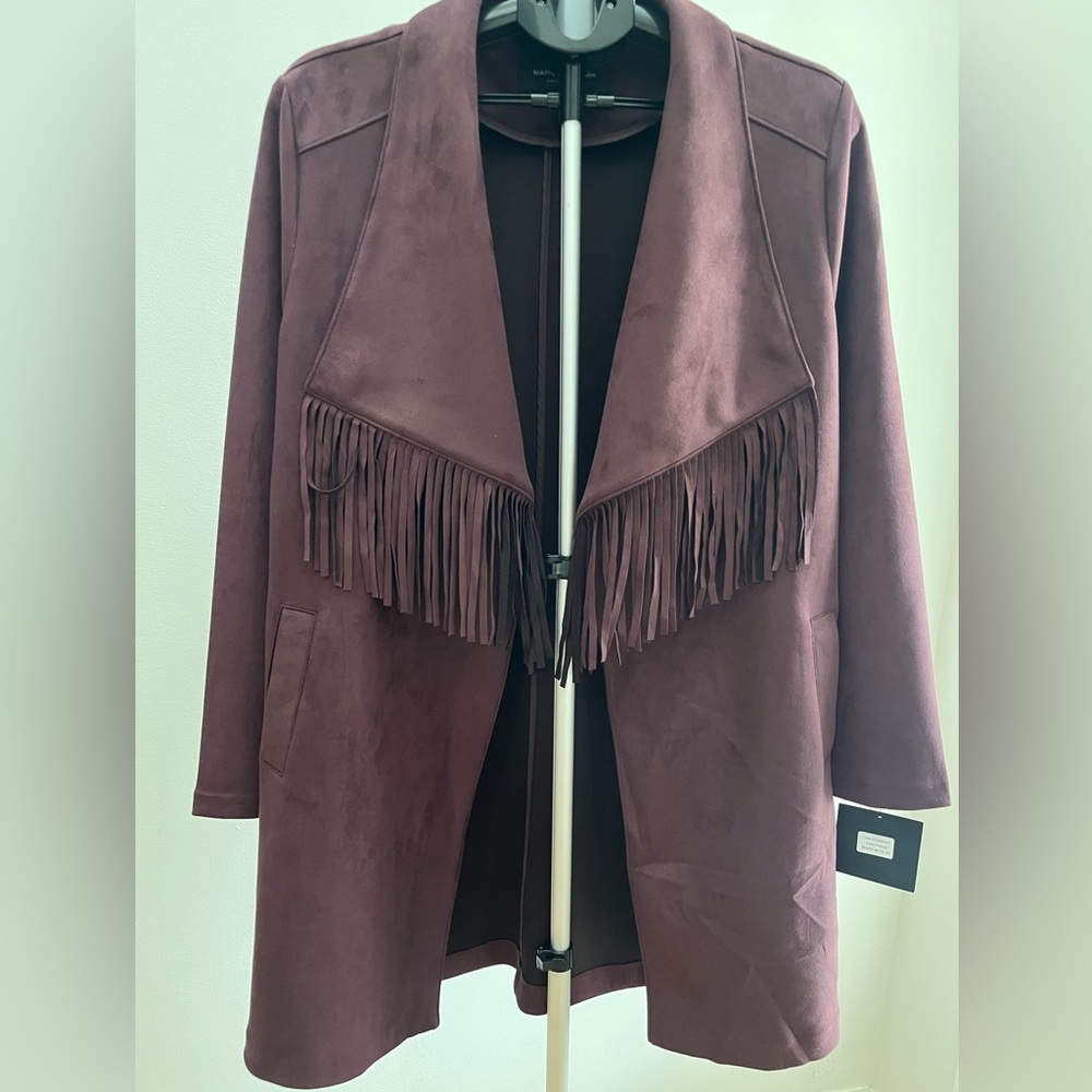 Marc New York Plum Fringed Trench Coat
